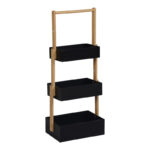 Floor shelf Arvy bamboo in black-natural color 32x20x75.5cm