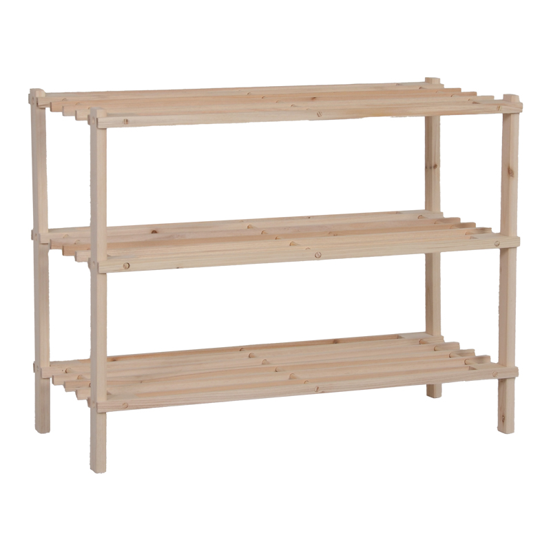 408-000011 Shoe rack for 9 pairs of shoes Steper fir wood in natural color 64x26x48.5cm - Image 1