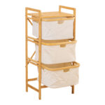 Floor shelf Hanev bamboo-fabric in natural-beige color 44x33x96cm - Image 2