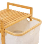 Floor shelf Hanev bamboo-fabric in natural-beige color 44x33x96cm - Image 3