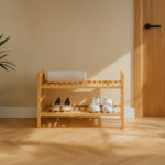 Shoe rack for 8 pairs of shoes Steper fir wood in natural color 71x26x40cm - Image 2