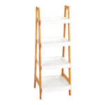Floor shelf Leby bamboo-mdf in white-natural color 35x34x98cm