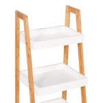 Floor shelf Leby bamboo-mdf in white-natural color 35x34x98cm - Image 3