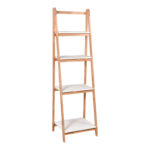 Foldable floor shelf Benwen rubberwood-mdf in white-natural color 42x34.5x140cm