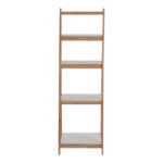 Foldable floor shelf Benwen rubberwood-mdf in white-natural color 42x34.5x140cm - Image 3
