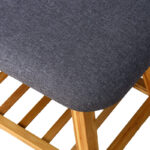 Shoe rack-Stool for 4 pairs of shoes Zerma bamboo-fabric in natural-grey color 100x30.5x44cm - Image 4