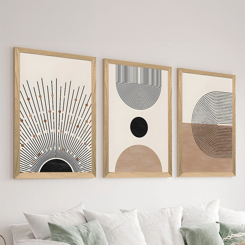 409-000308 Wall art in frame Myrith triptyque with digital print 33x0.3x48cm - Image 1