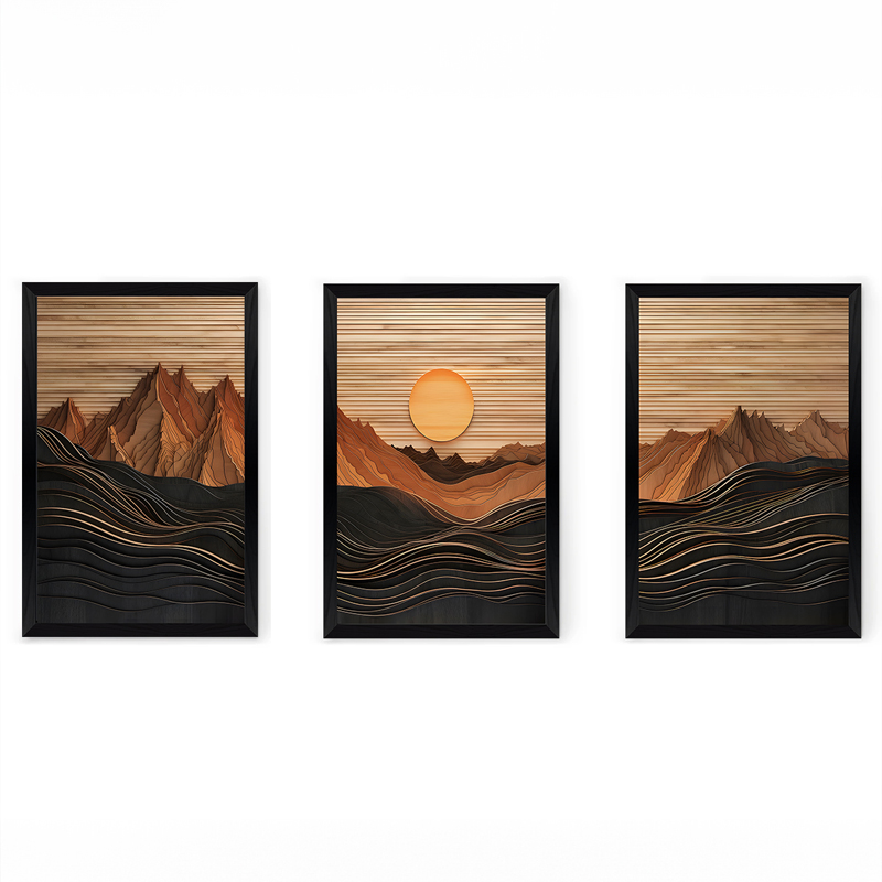 409-000313 Wall art in frame Peaky triptyque with digital print 33x0.3x48cm - Image 1