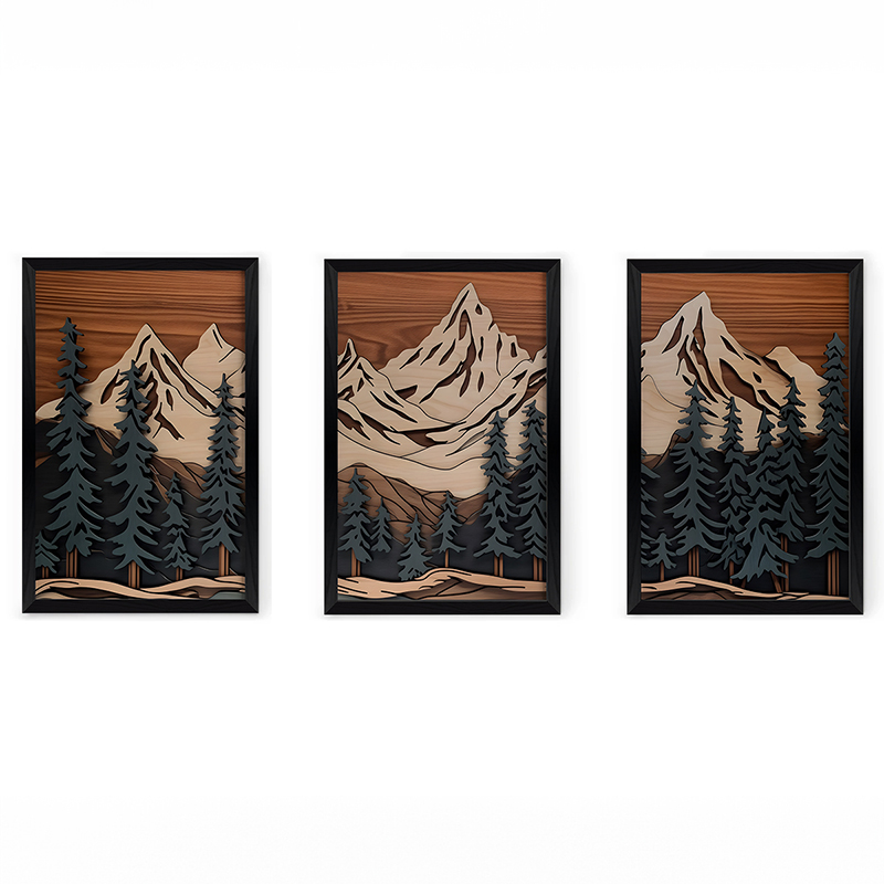 409-000315 Wall art in frame Fortasia triptyque with digital print 33x0.3x48cm - Image 1