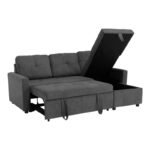 Corner reversible sofa bed Napora with storage space anthracite fabric 214x83/138x90cm - Image 5