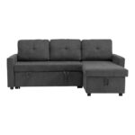 Corner reversible sofa bed Napora with storage space anthracite fabric 214x83/138x90cm - Image 6