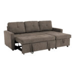 Corner reversible sofa bed Napora with storage space in grey beige fabric 214x83/138x90cm - Image 3