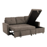 Corner reversible sofa bed Napora with storage space in grey beige fabric 214x83/138x90cm - Image 5