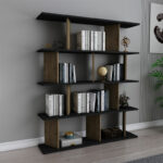 Bookcase Ratu sonoma-black 120x24.6x141cm - Image 2