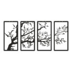 Wall deco Zenta set of 4 pieces black metal 20x0.15x50cm