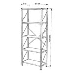 Bimblem bookcase walnut with black metal 60x30x150cm - Слика 2