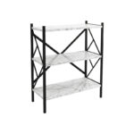 Althea freestanding shelf marble white with black metal 60x30x90cm - Image 2
