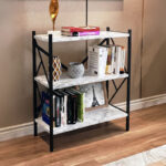 Althea freestanding shelf marble white with black metal 60x30x90cm