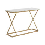 Glimmer console table marble white with golden metal 100x30x80cm - Слика 2