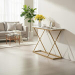 Glimmer console table marble white with golden metal 100x30x80cm
