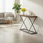 Glimmer console tableς walnut with black metal 100x30x80cm