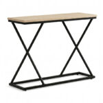 Glimmer console table natural finish with black metal 100x30x80cm - Слика 2