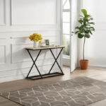 Glimmer console table natural finish with black metal 100x30x80cm