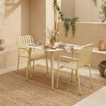 Dining set Heven Vista set of 3 pices champagne aluminum 80x80x72cm