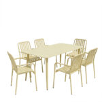 Dining set Heven Vista set of 7pices champagne aluminum 120x70x72cm - Image 2