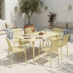 Dining set Heven Vista set of 7pices champagne aluminum 120x70x72cm