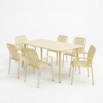 Dining set Heven Vista set of 7 pices champagne aluminum 150x80x72cm - Image 2