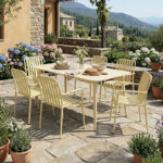 Dining set Heven Vista set of 7 pices champagne aluminum 150x80x72cm