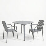Dining set Heven Vista set of 3 pieces anthracite aluminum 80x80x72cm - Image 2