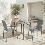 Dining set Heven Vista set of 3 pieces anthracite aluminum 80x80x72cm