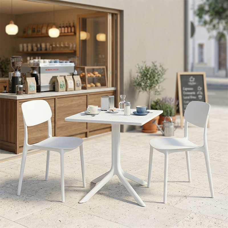 200-001634 Dining table Groovy Berdian 3 pcs white PP 60x60x76cm - Слика 1