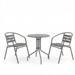 Dining set Vergo Tade 3 pcs anthracite metal D60x70cm - Слика 2
