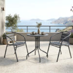Dining set Vergo Tade 3 pcs anthracite metal D60x70cm