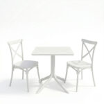 Dining table Groovy Crossie 3 pcs white PP 60x60x76cm - Слика 2