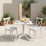 Dining table Groovy Crossie 3 pcs white PP 60x60x76cm