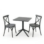 Dining table Groovy Crossie 3 pcs anthracite PP 60x60x76cm - Слика 2