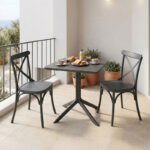 Dining table Groovy Crossie 3 pcs anthracite PP 60x60x76cm