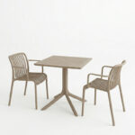 Dining table Groovy Zoi 3 pcs cappuccino PP 60x60x76cm - Слика 2