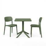 Dining table Groovy Berdian 3 pcs dark green PP 60x60x76cm - Слика 2