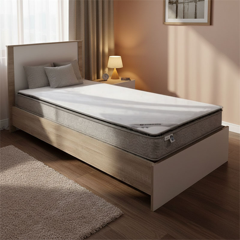200-001652 Bed with mattress Athos-Perfecto sonoma-white 90x190cm - Image 1