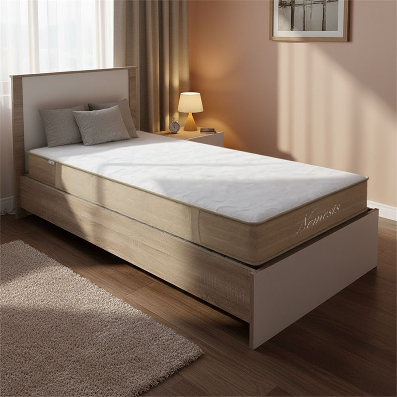 200-001653 Bed with mattress Athos-Nemesis sonoma-white 90x190cm - Слика 1