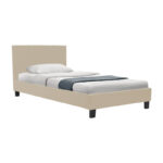 Bed with mattress Nevil-Nemesis beige fabric with black leg 90x190cm - Image 2