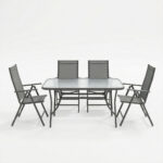 Dining table Ensure Candor set of 5 pieces anthracite metal with glass 120x70x70cm - Image 2