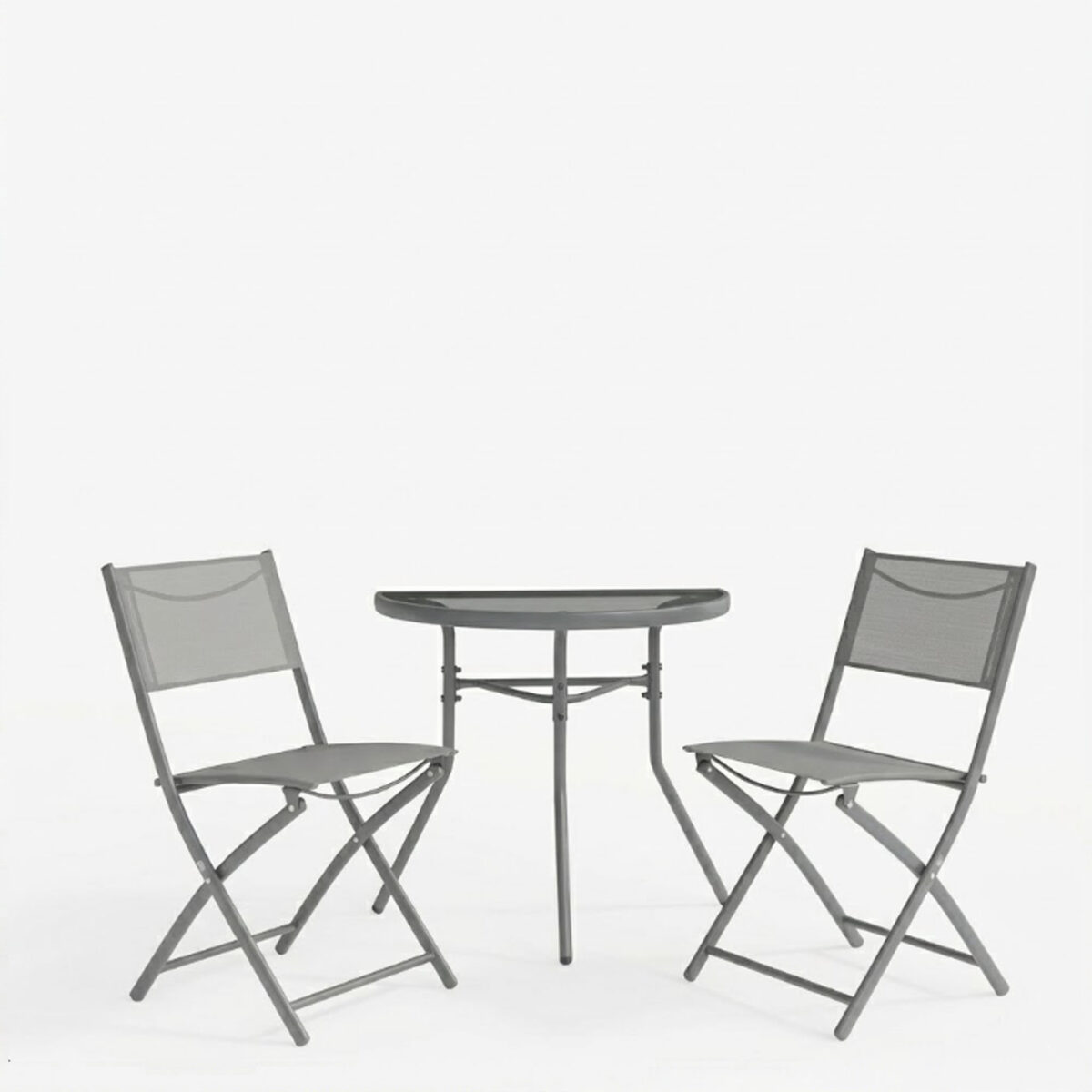 Bion Jeve dining 3-piece set anthracite metal frame with champagne textilene 70x40x65cm - Image 2