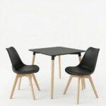Dining Room with Gaston Chairs and Natali Table black 80x80x76cm Set of 3pcs - Image 2