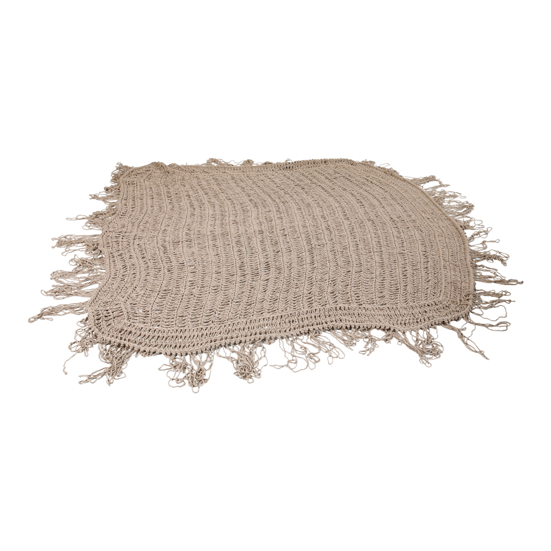 218-000040 Shelto macrame poly-cotton shade net in beige shade 200x200x27cm - Image 1